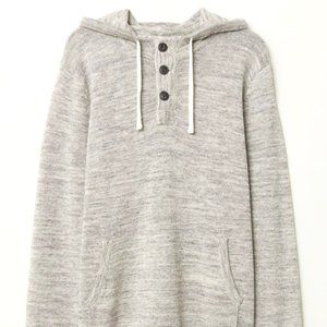 Men's H&M L.O.G.G Woven Hoodie with Buttons | Light Gray | Size - M